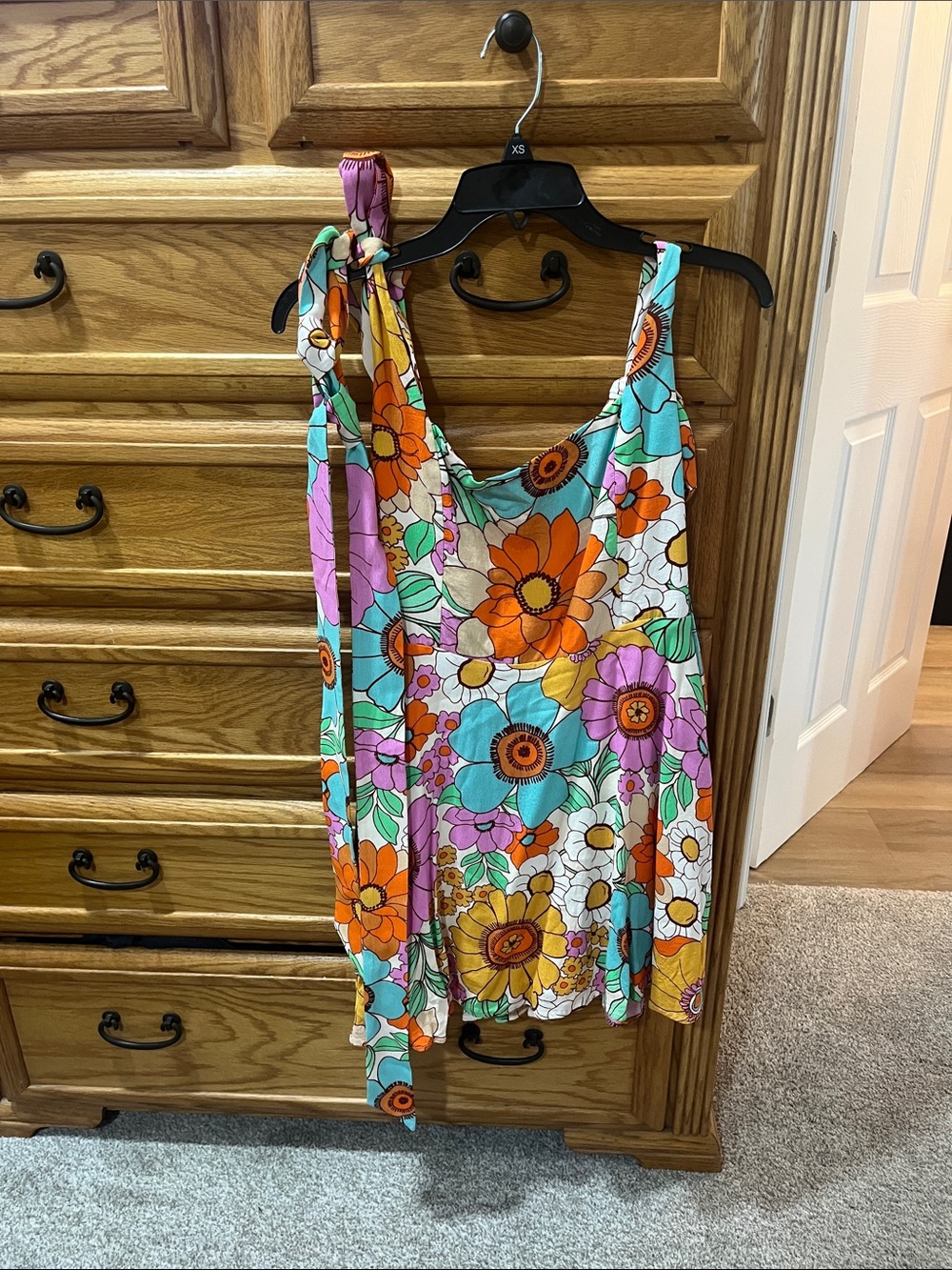 Show Me Your MuMu Turquoise, Orange & Pink Floral Tie-Shoulder Tank - Picture 1 of 2